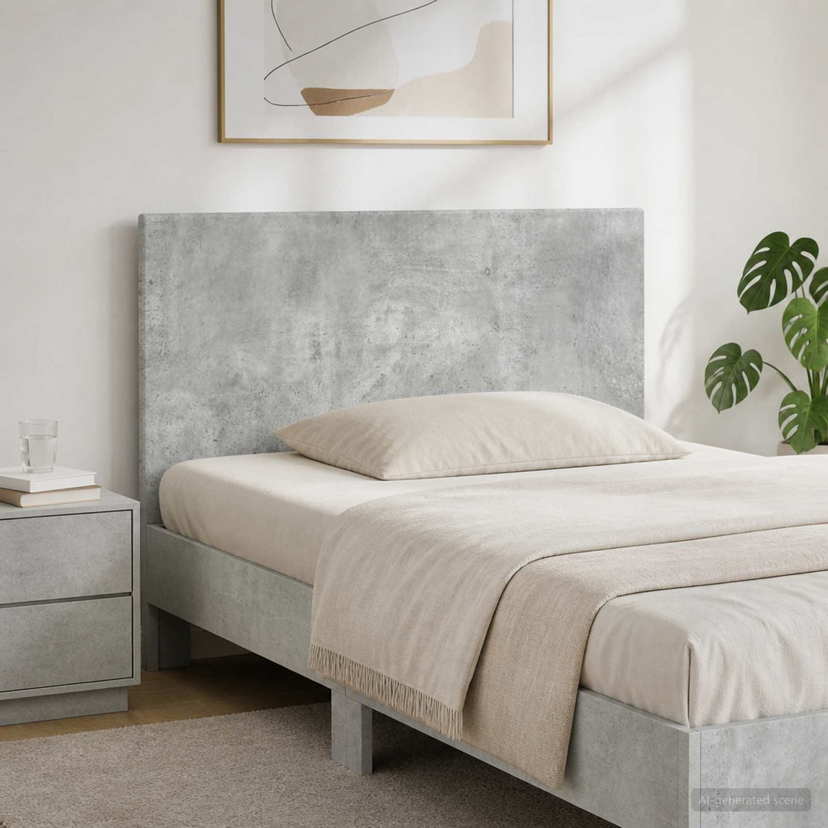Wall-Mounted Headboard BREDA Concrete Grey Engineered Wood