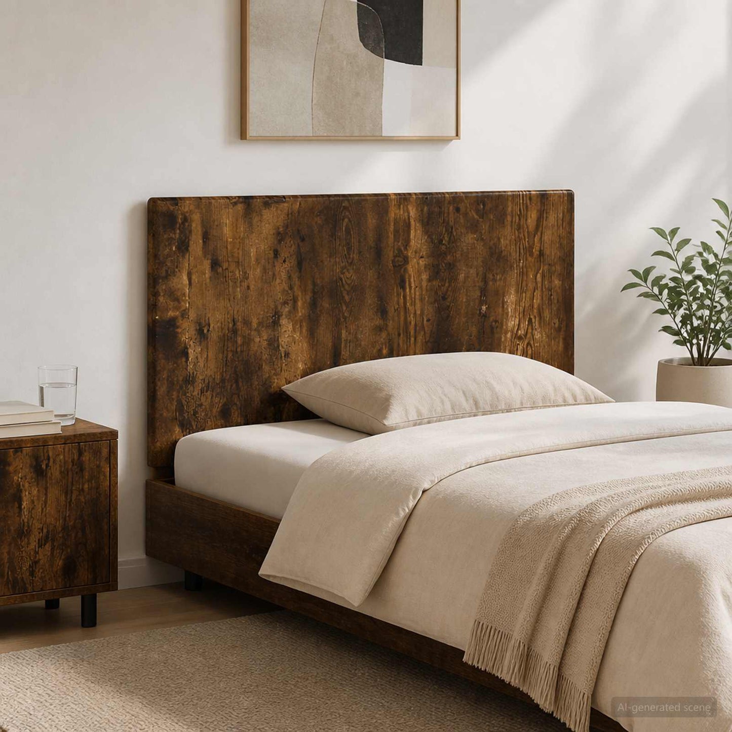 Wall-Mounted Headboard BREDA Smoked Oak Engineered Wood