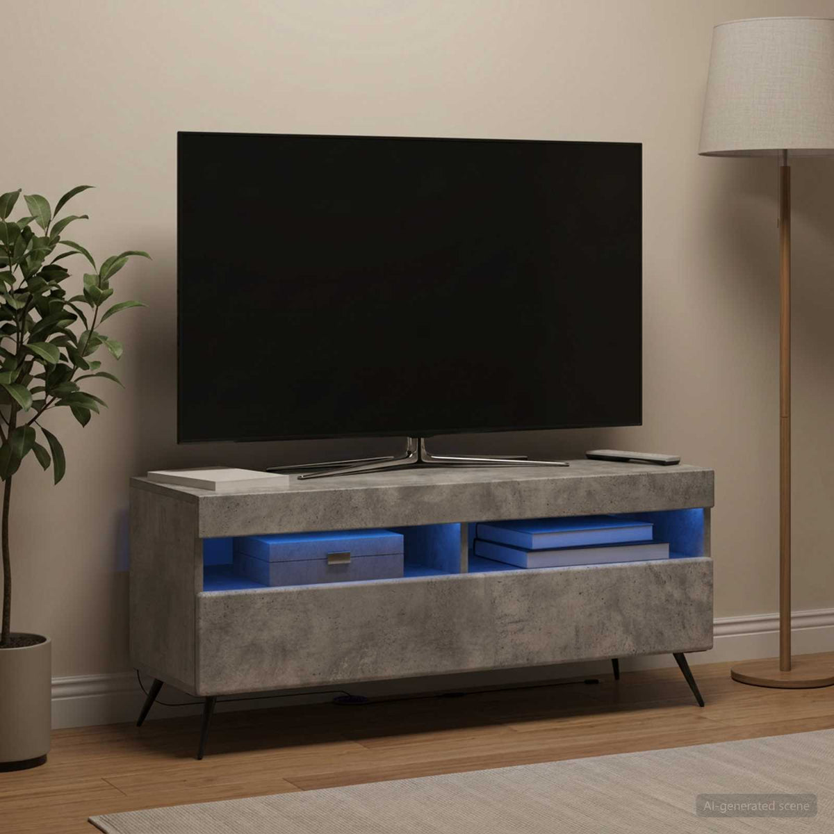 LED TV Cabinet Concrete Grey Engineered Wood