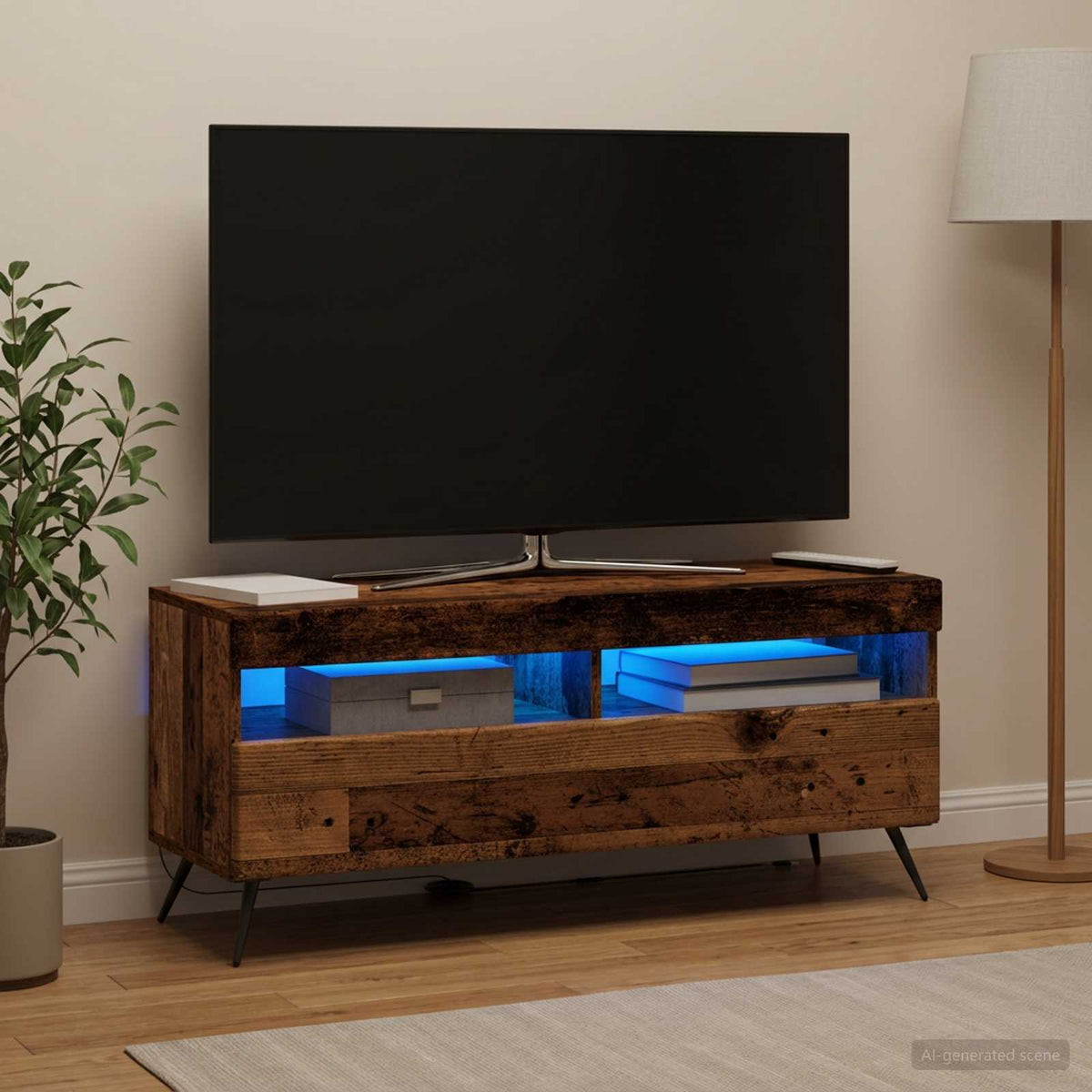 LED TV Cabinet Old Wood Engineered Wood