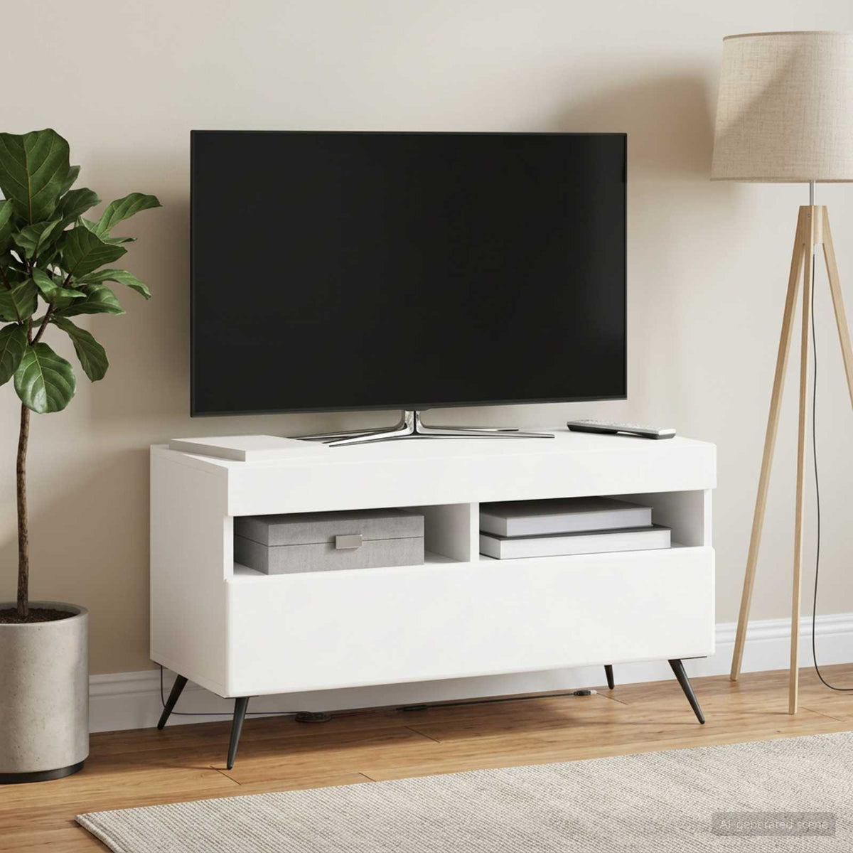 LED TV Cabinet White Engineered Wood
