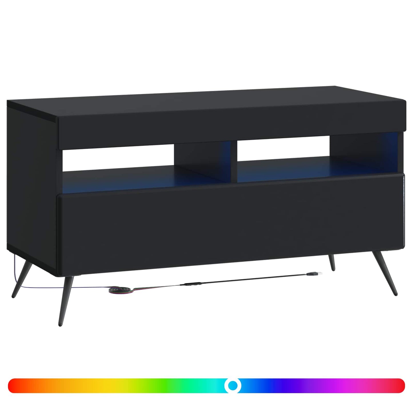 LED TV Cabinet Black Engineered Wood