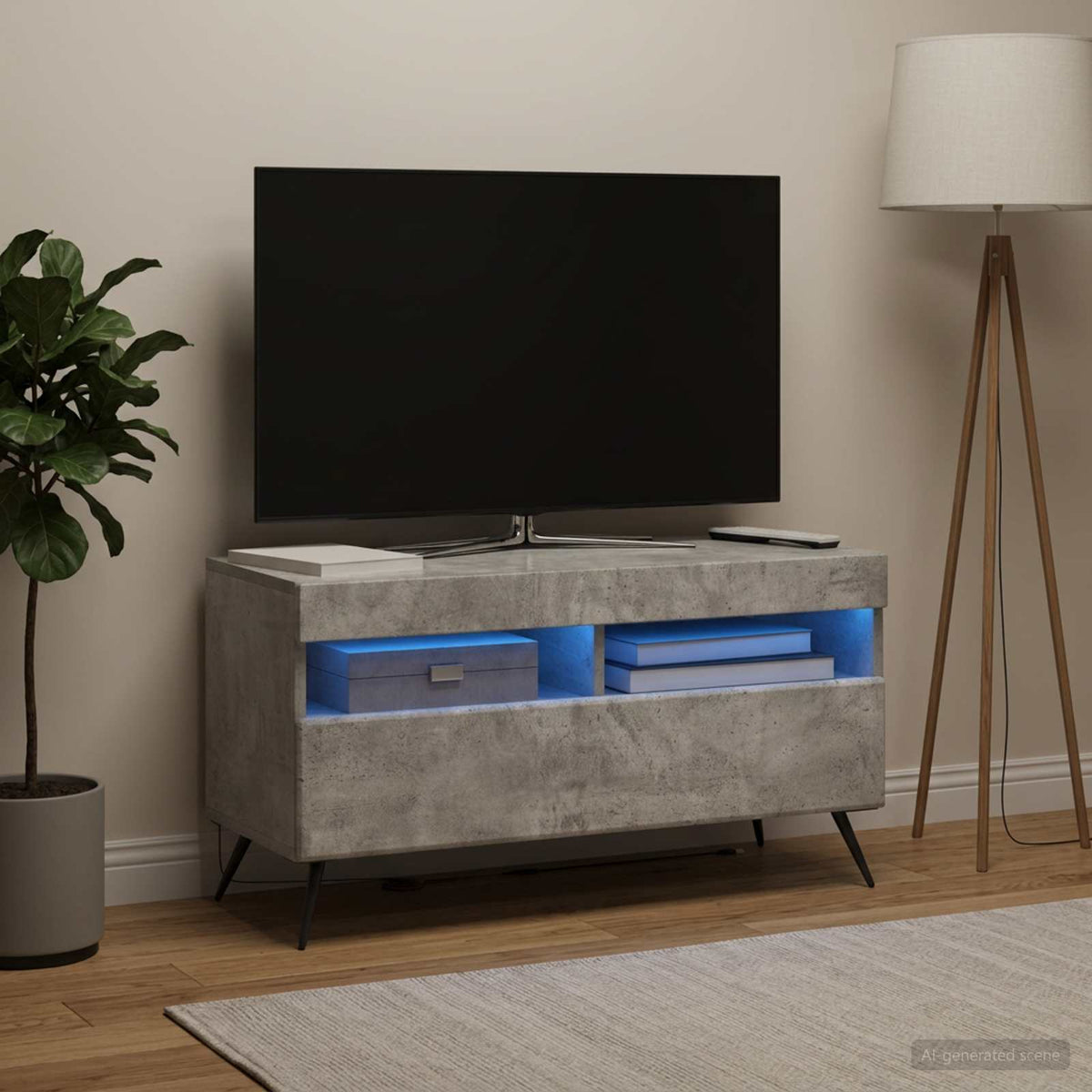 LED TV Cabinet Concrete Grey Engineered Wood