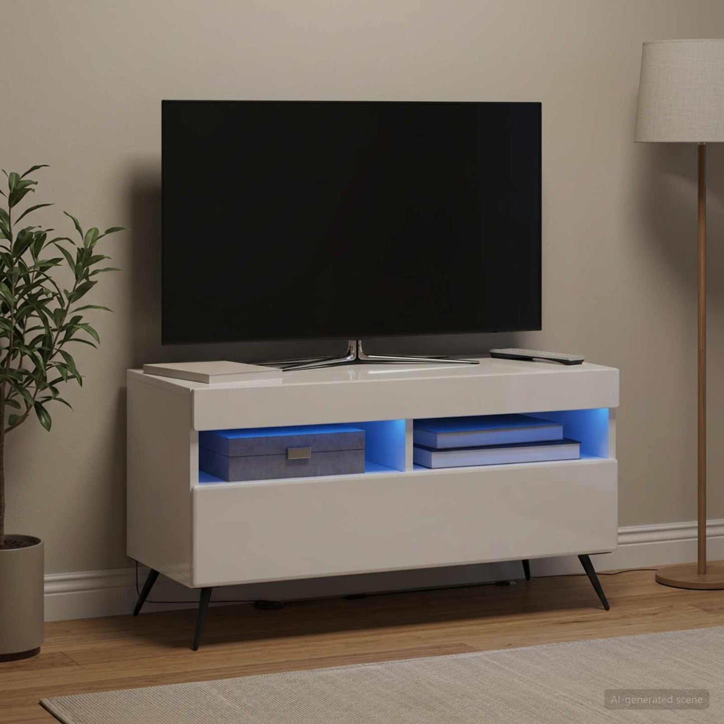 LED TV Cabinet BREDA High Gloss White Engineered Wood