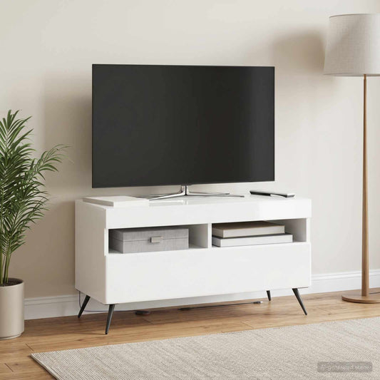 LED TV Cabinet BREDA High Gloss White Engineered Wood