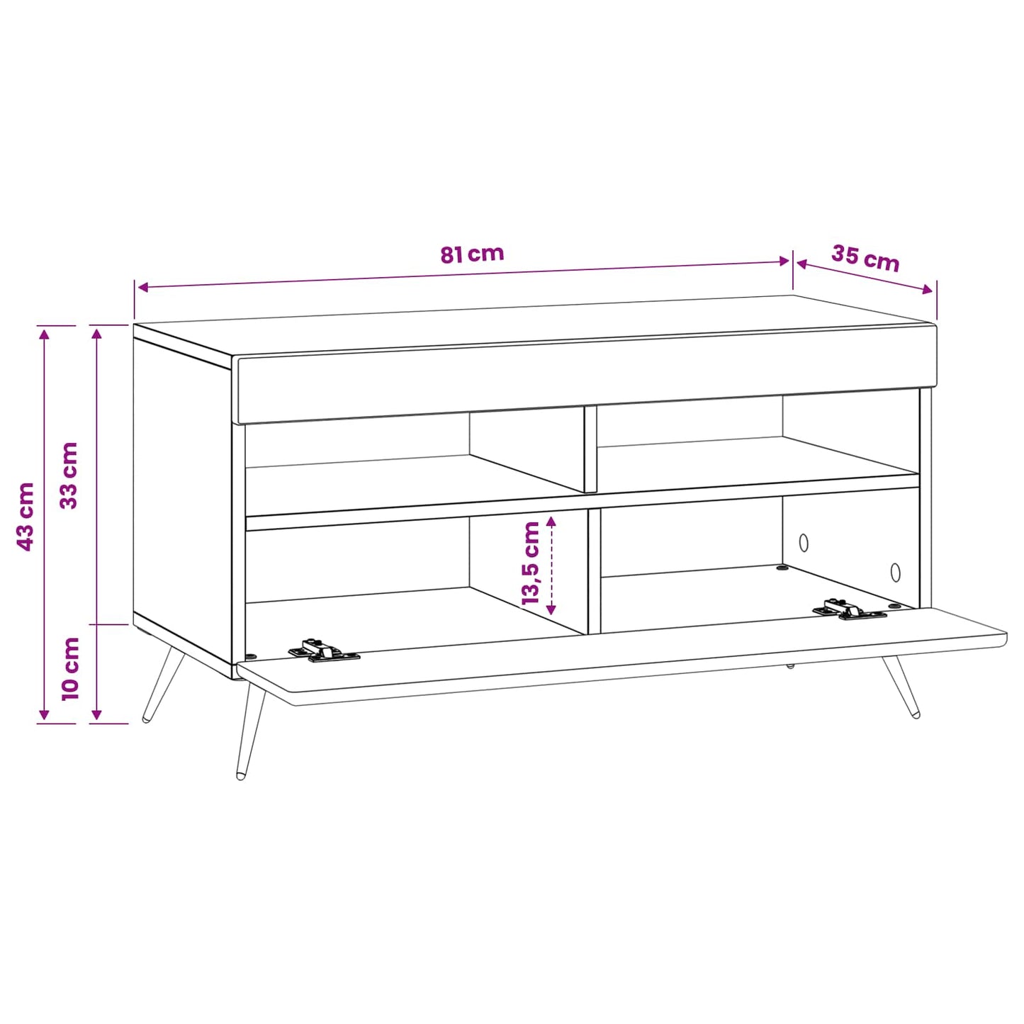 LED TV Cabinet BREDA High Gloss White Engineered Wood