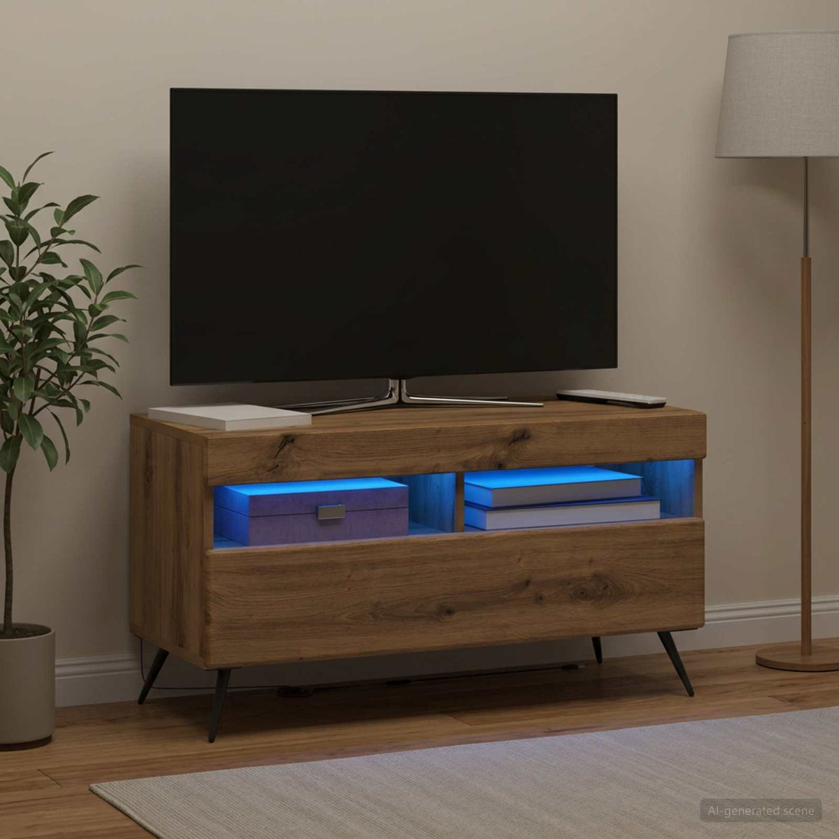 LED TV Cabinet Artisan Oak Engineered Wood