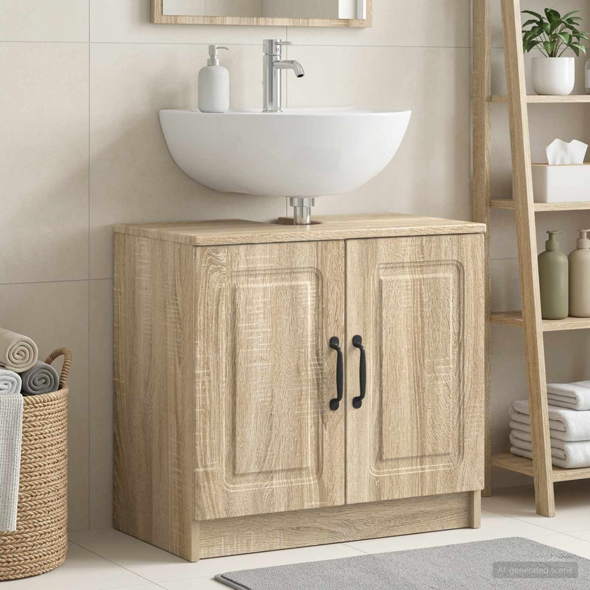 Bathroom Sink Cabinet UTRECHT Sonoma Oak 59.5 x 31.5x 59 cm