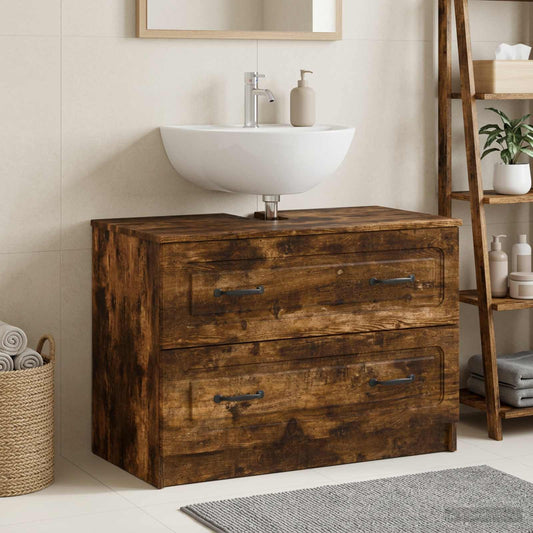 Bathroom Sink Cabinet UTRECHT Smoked Oak 82 x 41x 56 cm
