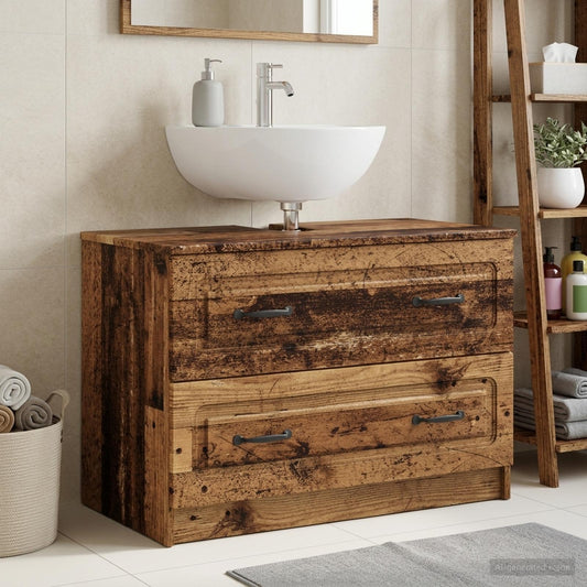 Bathroom Sink Cabinet UTRECHT Old Wood 82 x 41x 56 cm