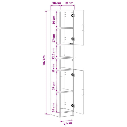 Bathroom Cabinet with Open Shelf UTRECHT White 30 x 31 x 187 cm