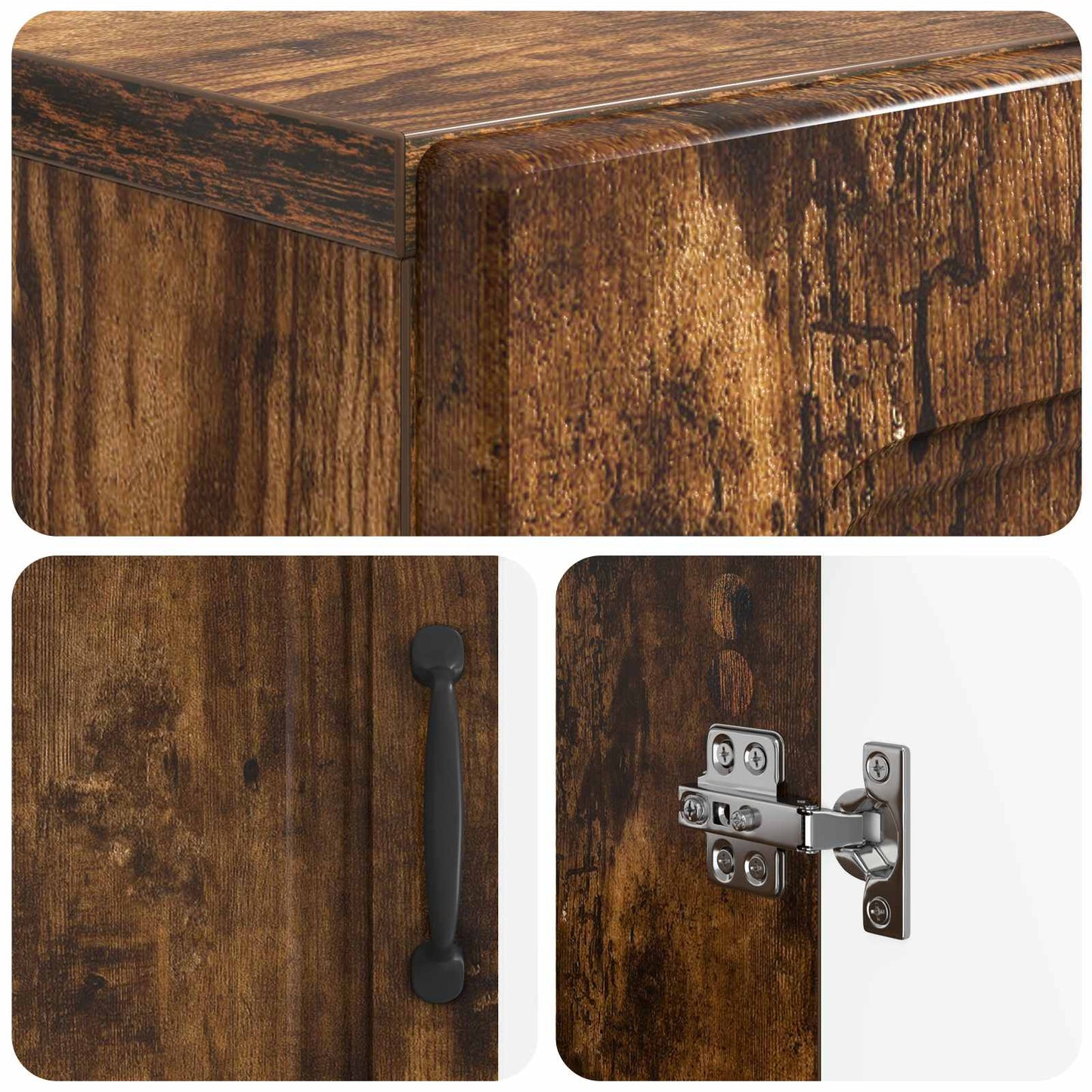 Bathroom Cabinet with Open Shelf UTRECHT Smoked Oak