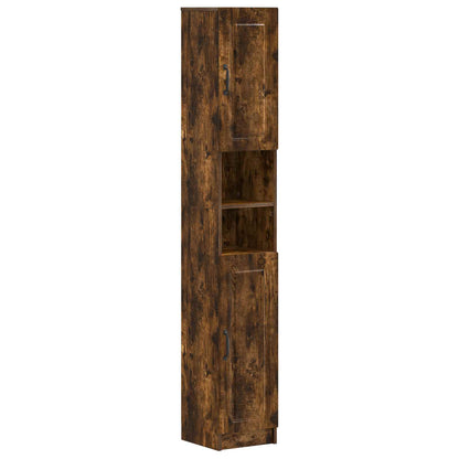 Bathroom Cabinet with Open Shelf UTRECHT Smoked Oak