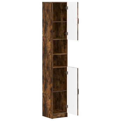 Bathroom Cabinet with Open Shelf UTRECHT Smoked Oak