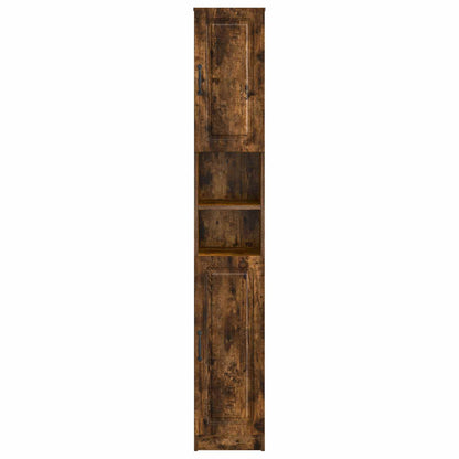 Bathroom Cabinet with Open Shelf UTRECHT Smoked Oak