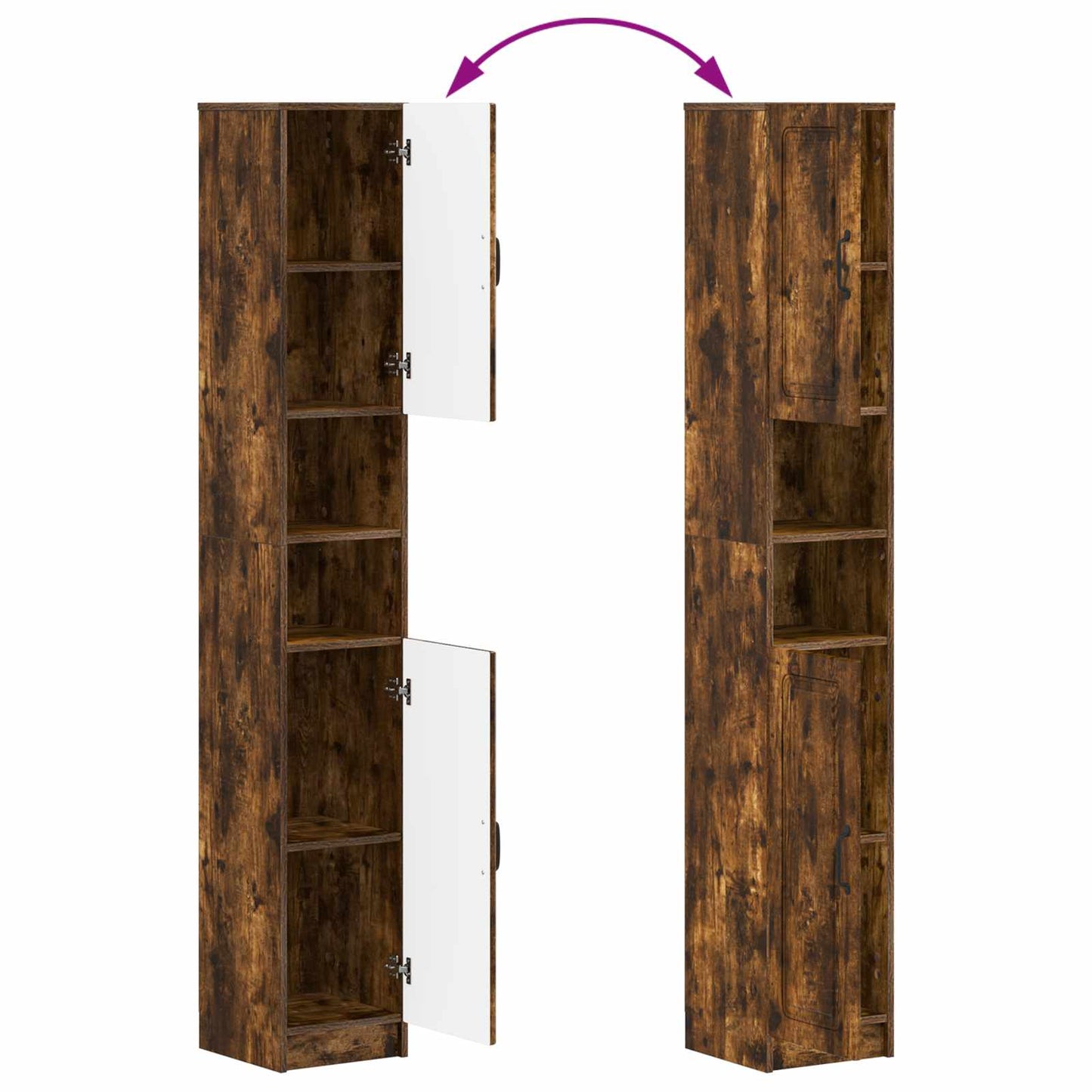 Bathroom Cabinet with Open Shelf UTRECHT Smoked Oak