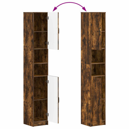 Bathroom Cabinet with Open Shelf UTRECHT Smoked Oak