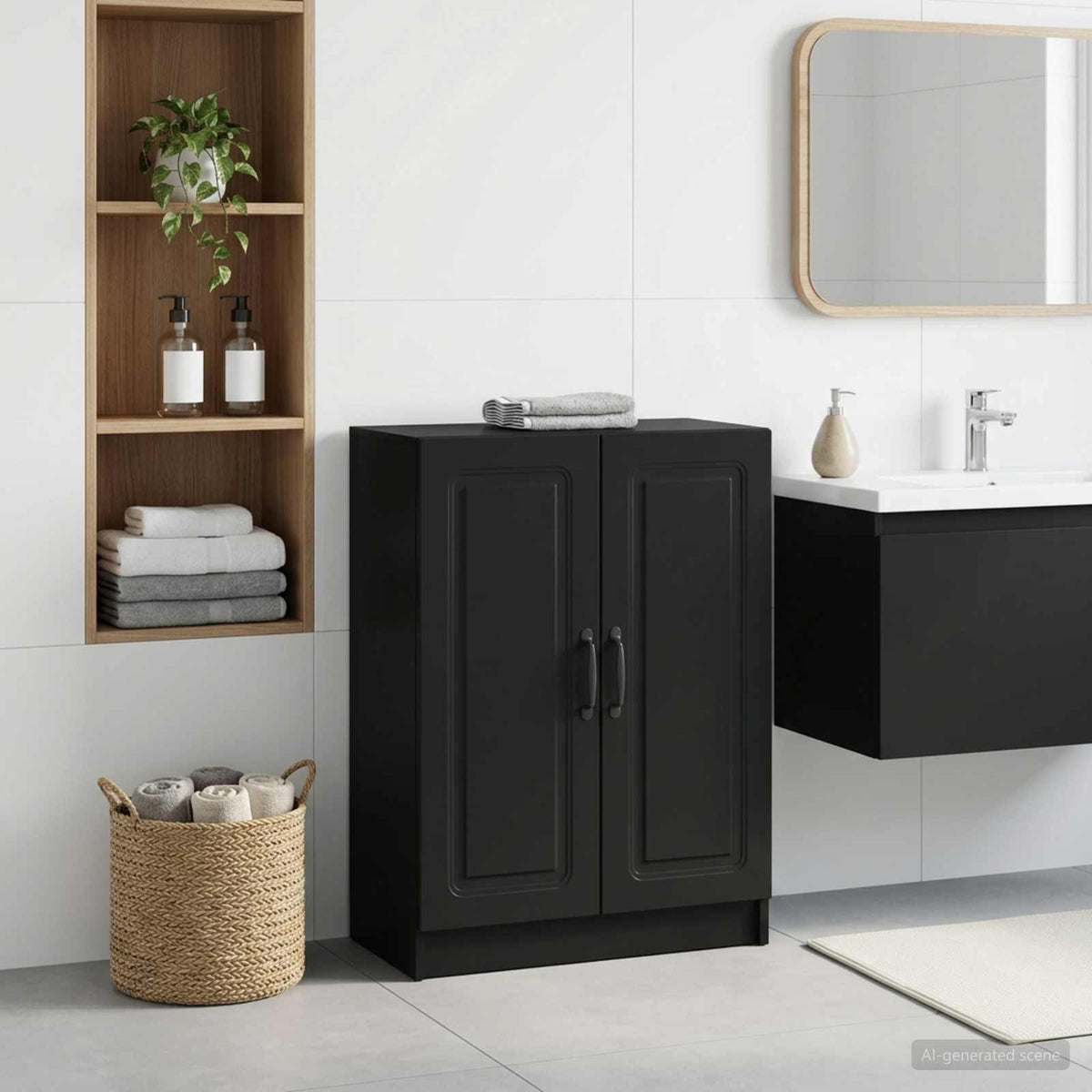 Bathroom Storage Cainet UTRECHT Black 59.5 x 31 x 77 cm