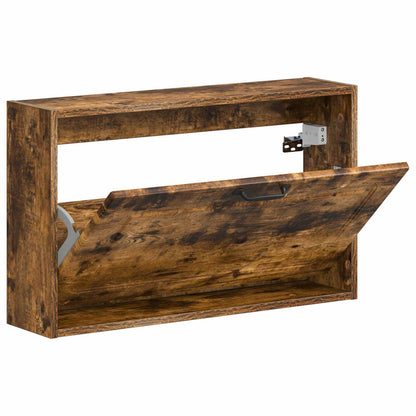 Wall-Mounted Shoe Cabinet UTRECHT 71 x 17 x 43 cm Smoked Oak