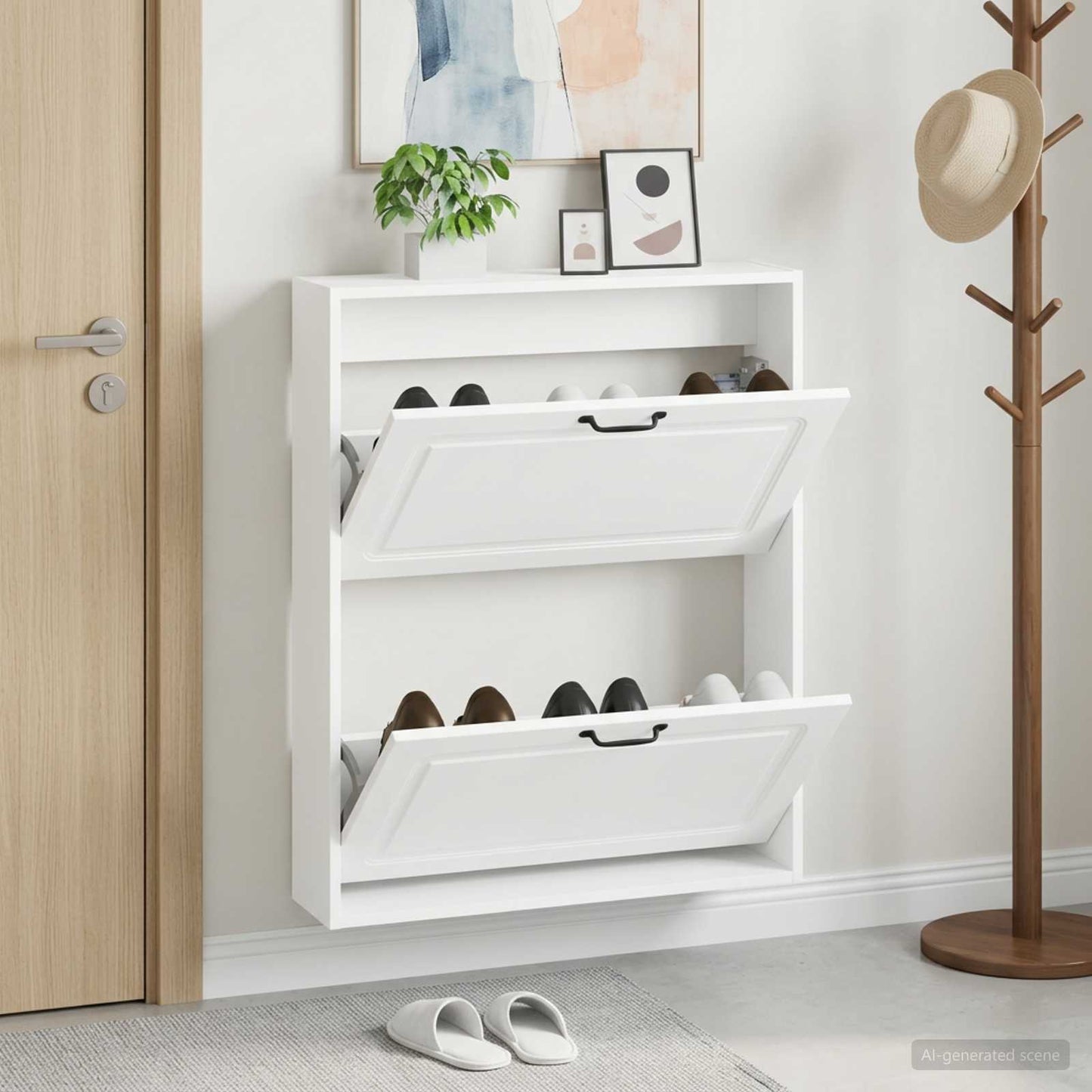 Wall-Mounted Shoe Cabinet UTRECHT 71 x 17 x 86 cm White
