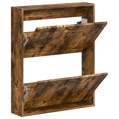 Wall-Mounted Shoe Cabinet UTRECHT 71 x 17 x 86 cm Smoked Oak