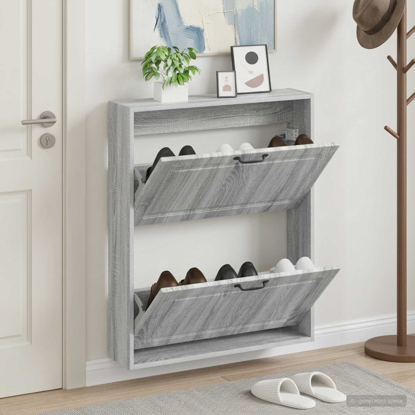 Wall-Mounted Shoe Cabinet UTRECHT 71 x 17 x 86 cm Grey Sonoma