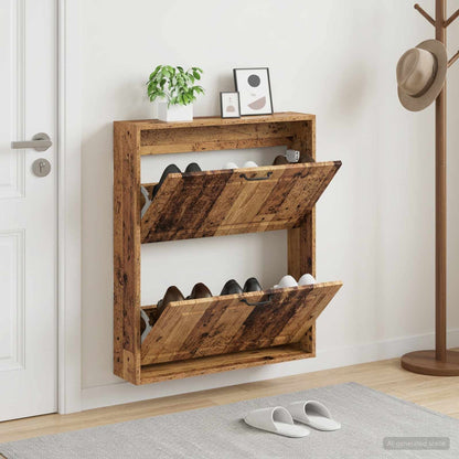 Wall-Mounted Shoe Cabinet UTRECHT 71 x 17 x 86 cm Old Wood