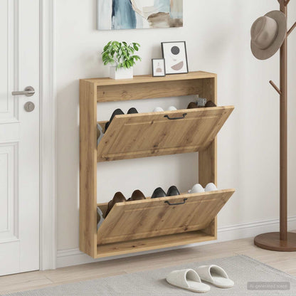Wall-Mounted Shoe Cabinet UTRECHT 71 x 17 x 86 cm Artisan Oak
