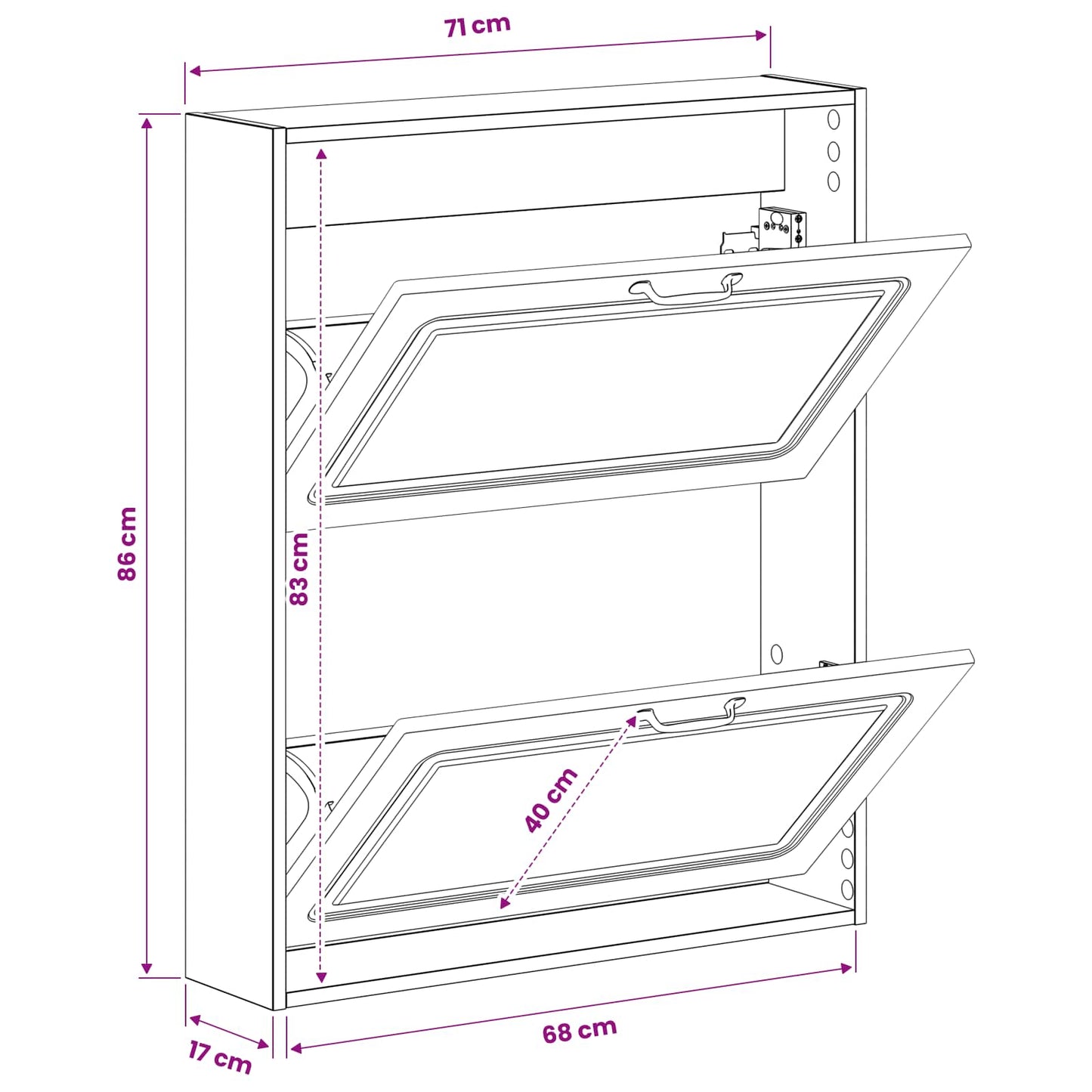 Wall-Mounted Shoe Cabinet UTRECHT 71 x 17 x 86 cm Artisan Oak