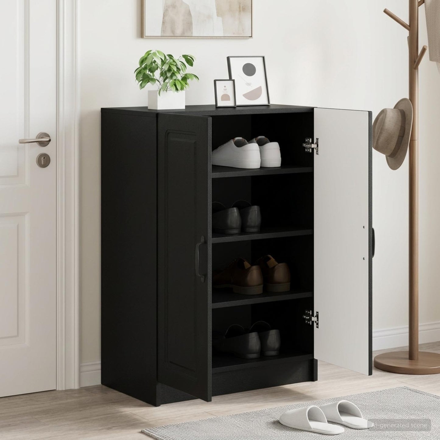 Shoe Cabinet UTRECHT 59.5 x 39.5 x 87 cm Engineered Wood Black