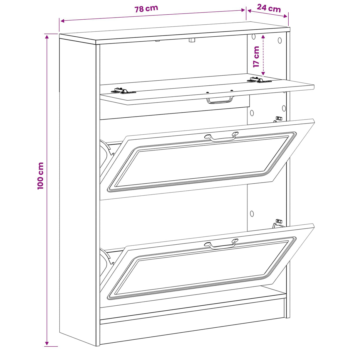 Shoe Cabinet UTRECHT 78 x 24 x 100 cm Engineered Wood