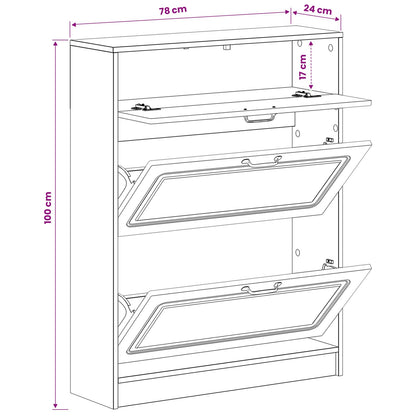 Shoe Cabinet UTRECHT 78 x 24 x 100 cm Engineered Wood