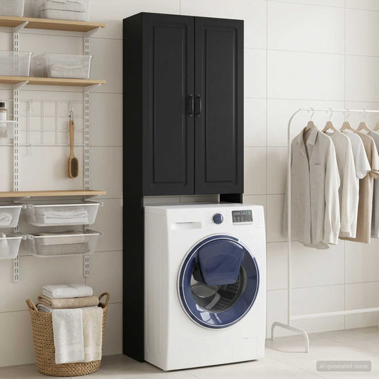 Toilet Cabinet UTRECHT Black 66 x 25.5 x 190 cm Engineered Wood