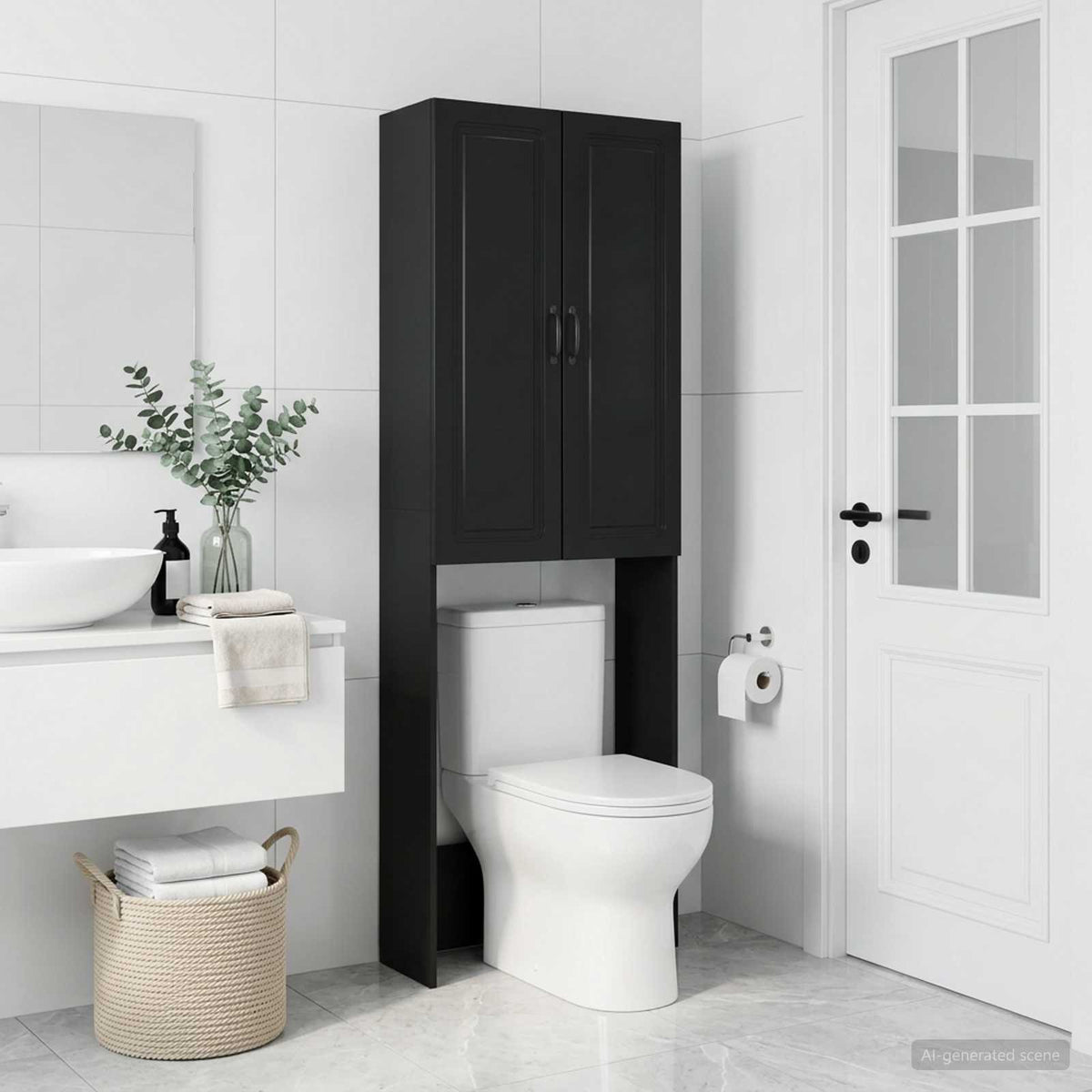 Toilet Cabinet UTRECHT Black 66 x 25.5 x 190 cm Engineered Wood