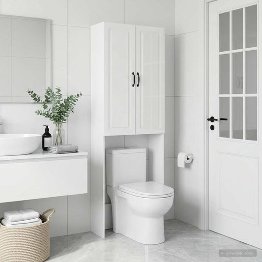 Toilet Cabinet UTRECHT High Gloss White 66 x 25.5 x 190 cm