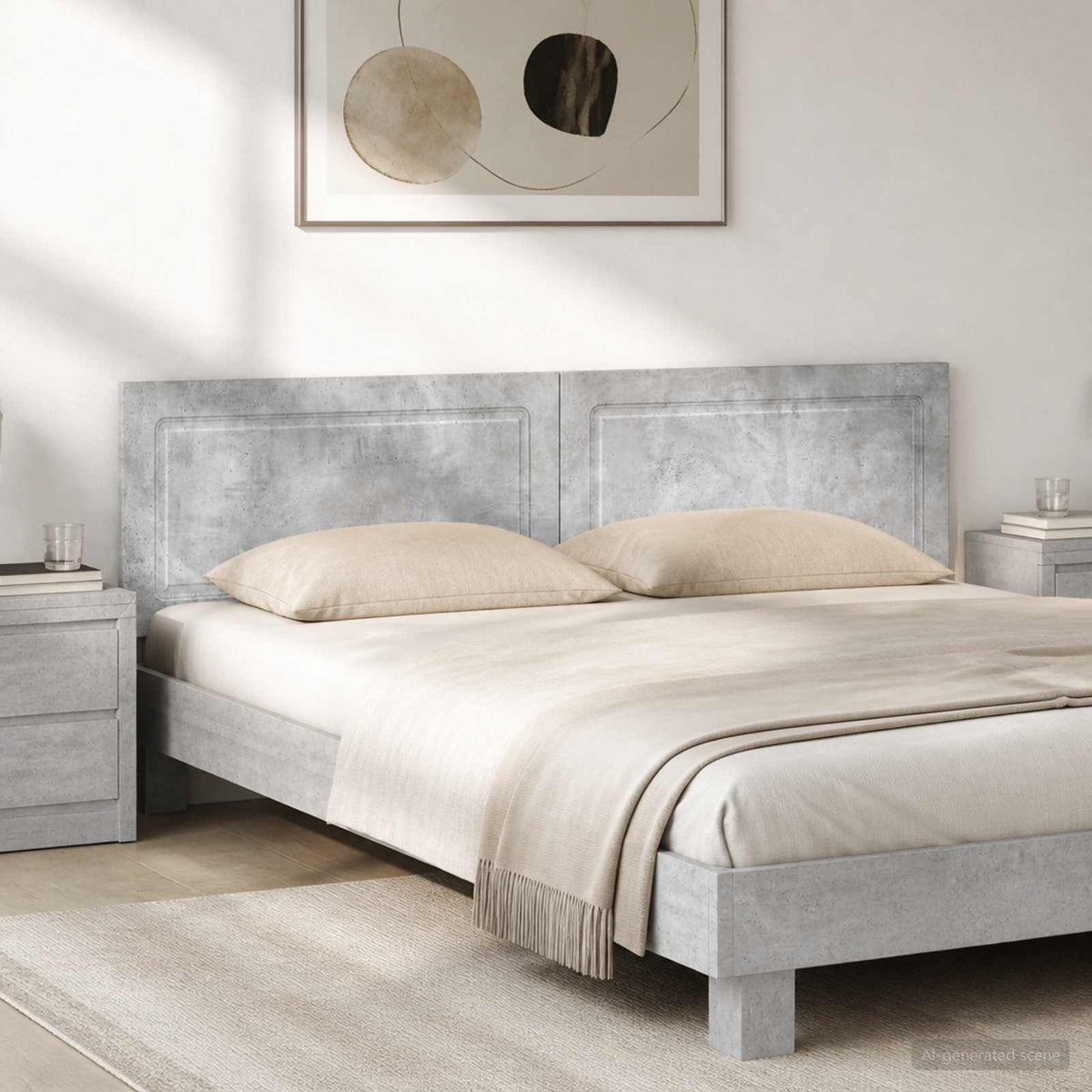 Wall-Mounted Headboard UTRECHT Concrete Grey Engineered Wood