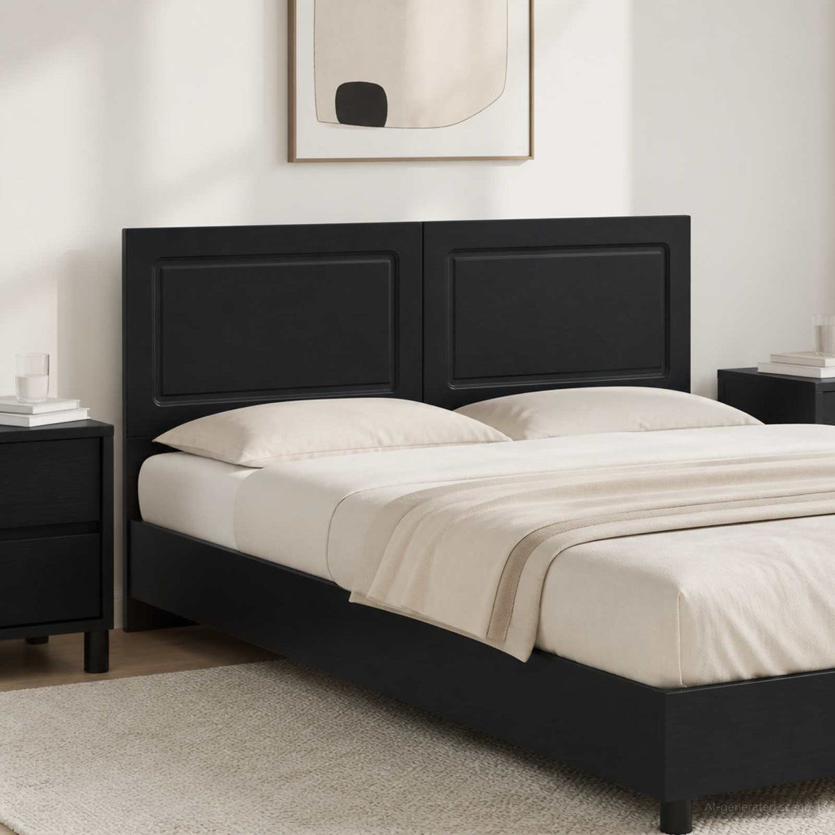 Wall-Mounted Headboard UTRECHT Black Engineered Wood