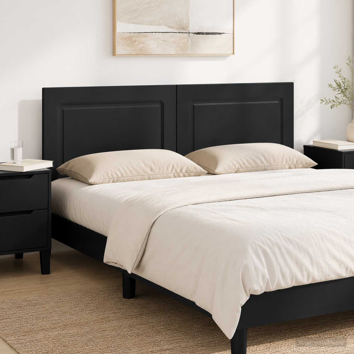 Wall-Mounted Headboard UTRECHT Black Engineered Wood