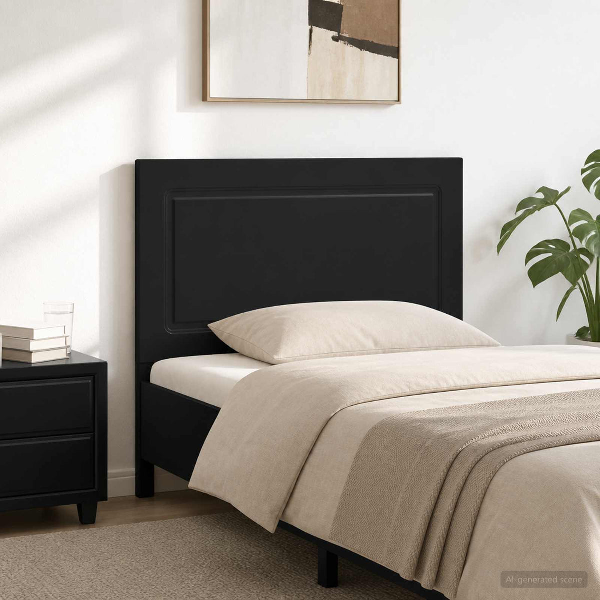 Wall-Mounted Headboard UTRECHT Black Engineered Wood