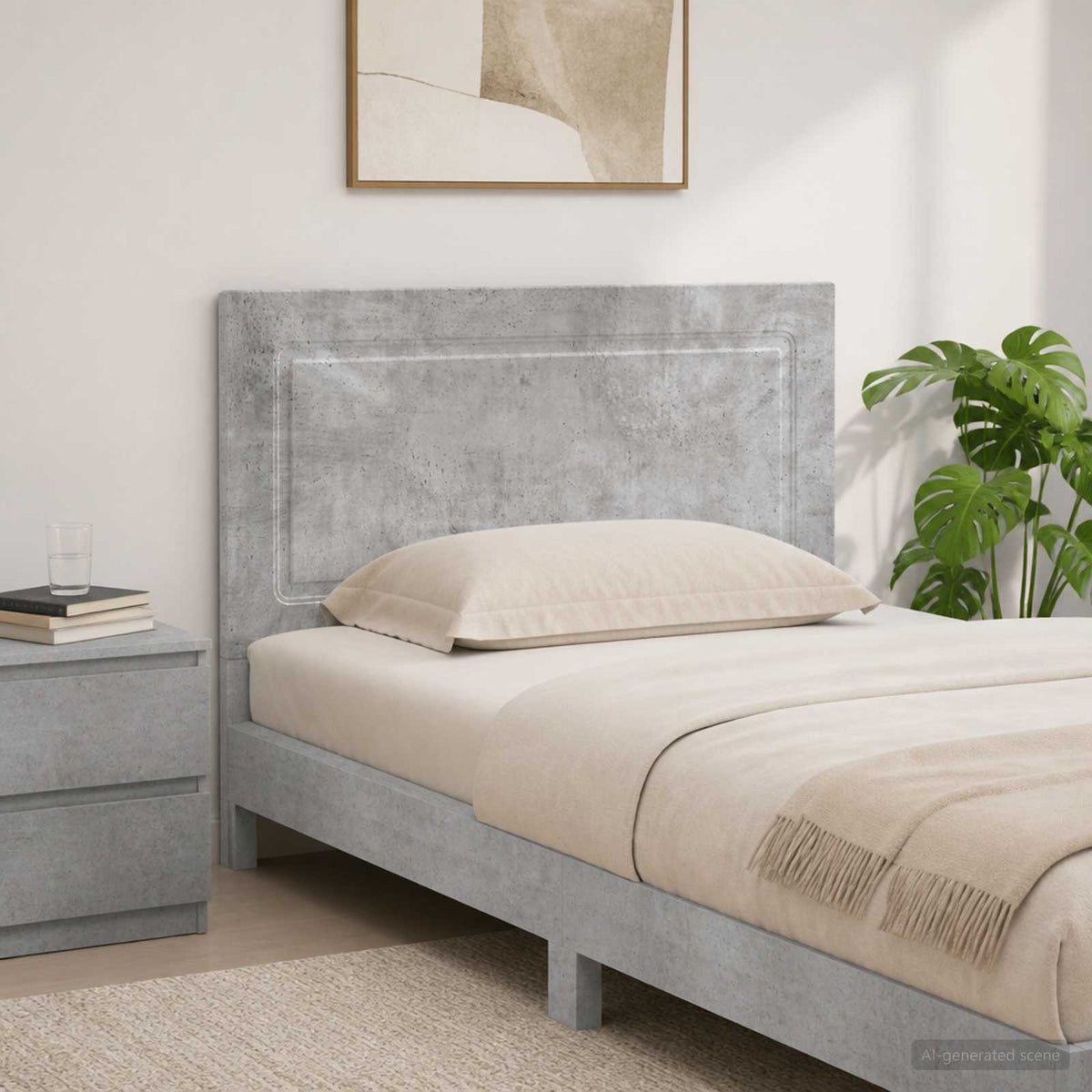 Wall-Mounted Headboard UTRECHT Concrete Grey Engineered Wood