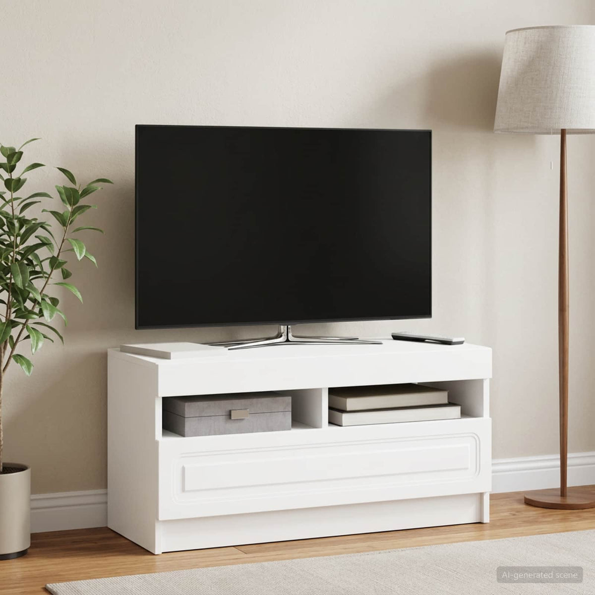 LED TV Cabinet White Engineered Wood