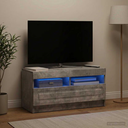LED TV Cabinet Concrete Grey Engineered Wood