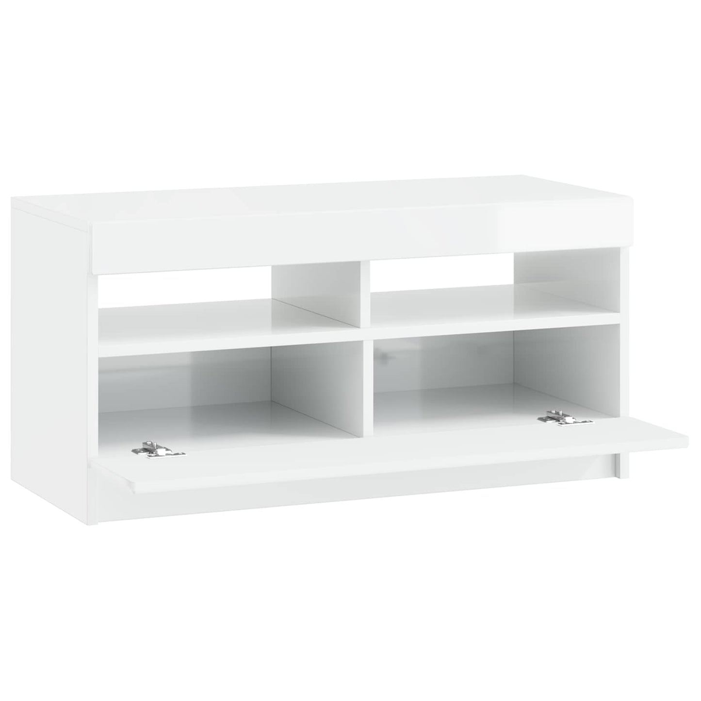 LED TV Cabinet High Gloss White Engineered Wood