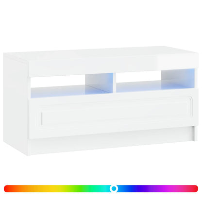 LED TV Cabinet High Gloss White Engineered Wood