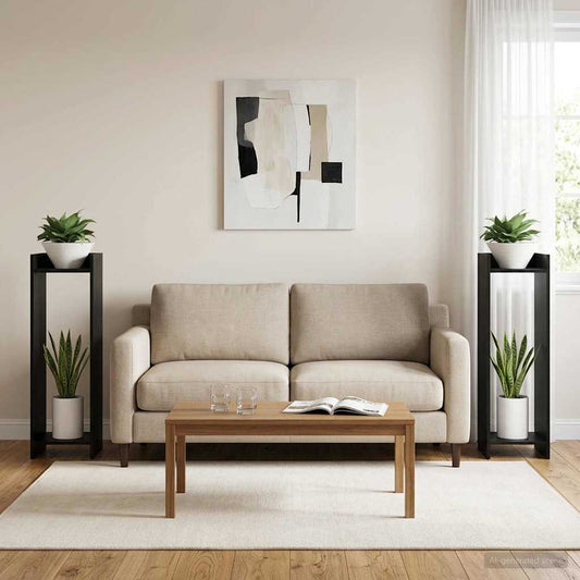 Plant Stand 2 pcs Black Oak 30 x 30 x 100 cm Engineered Wood