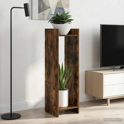 Plant Stand 2 pcs Smoked Oak 30 x 30 x 100 cm Engineered Wood