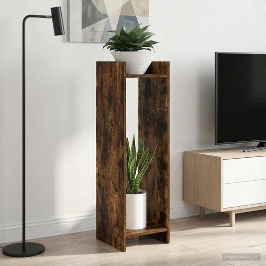 Plant Stand 2 pcs Smoked Oak 30 x 30 x 100 cm Engineered Wood