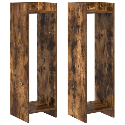 Plant Stand 2 pcs Smoked Oak 30 x 30 x 100 cm Engineered Wood