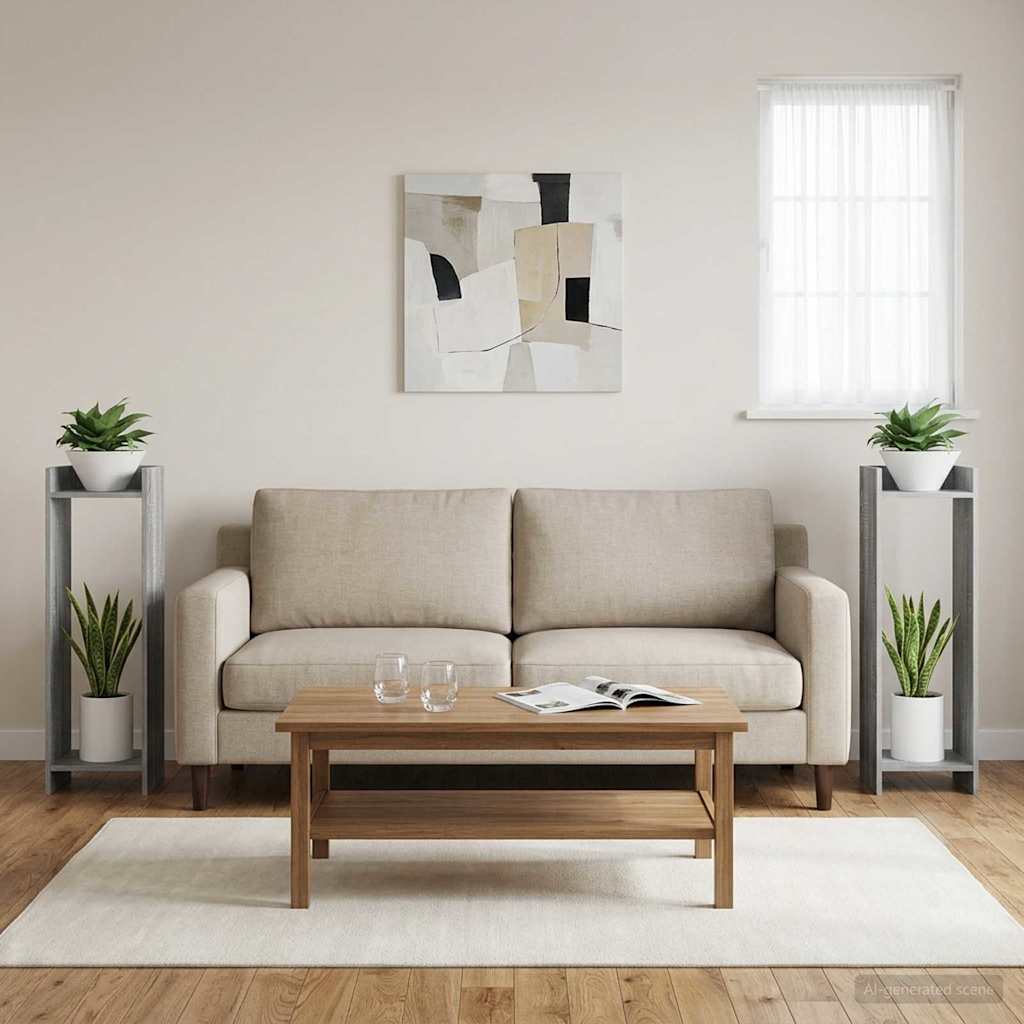 Plant Stand 2 pcs Grey Sonoma 30 x 30 x 100 cm Engineered Wood