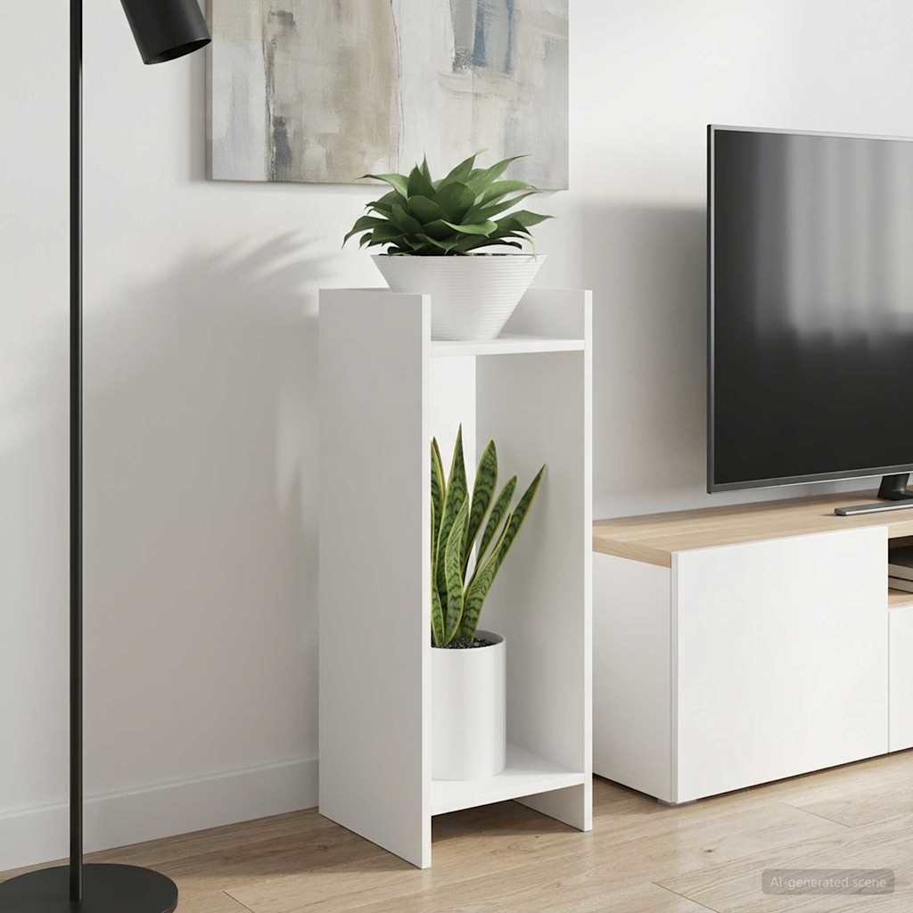 Plant Stand with Shelf White 30 x 30 x 80 cm Engineered Wood